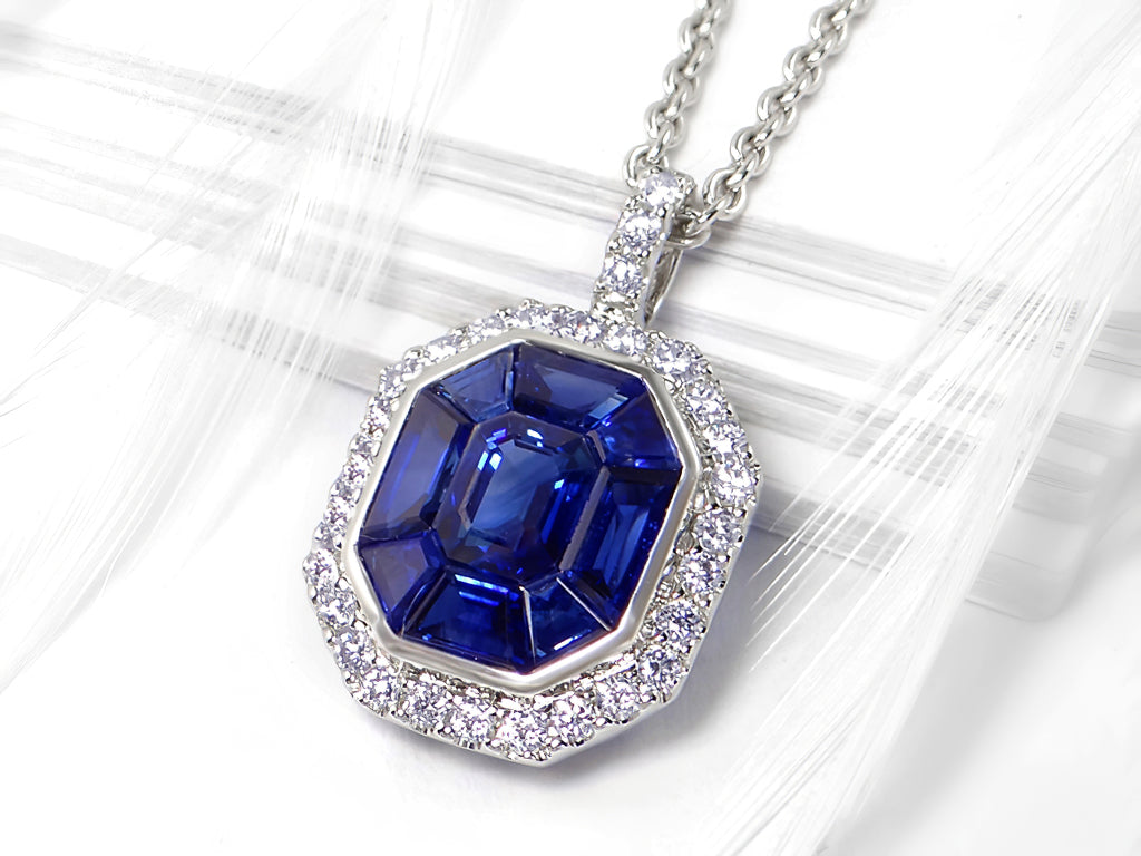Sapphire and Diamond Pendant In 18Kt White Gold