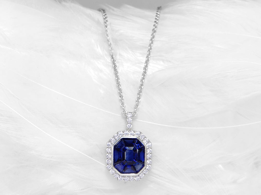 Sapphire and Diamond Pendant In 18Kt White Gold