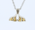 Natural Gold Nugget in 14Kt White Gold Whale Tail Pendant