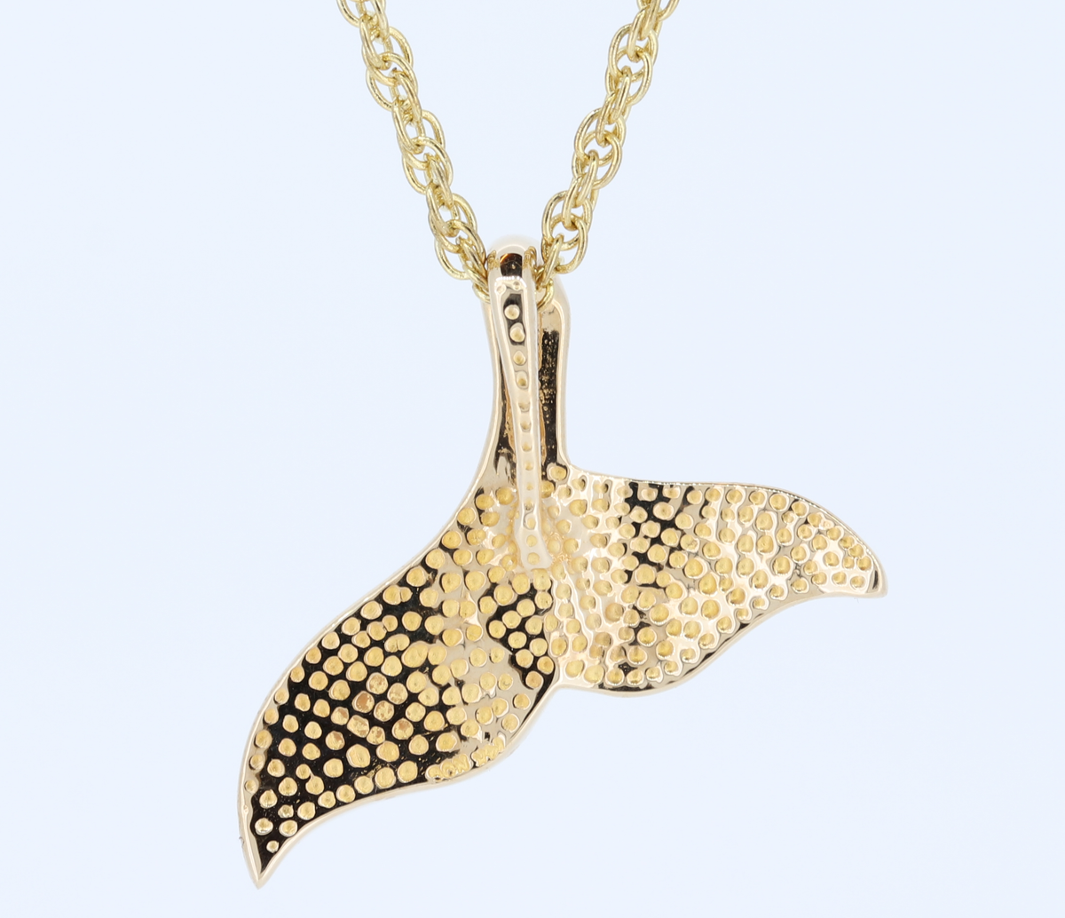 Natural Gold Nugget Whale Tail 14Kt Yellow Gold Pendant
