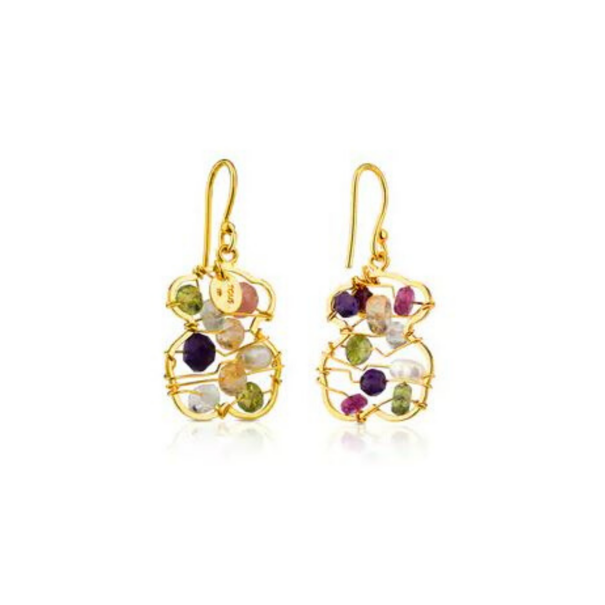 Gold Garabato Earrings with Gemstones