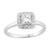 Halo Plain Shank Diamond Ring made in 14k White gold (Total diamond weight 3/4 carat)-Princess