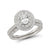 Double Halo Petite Shank Diamond Engagement Ring with matching Band made in 14k White gold-Oval