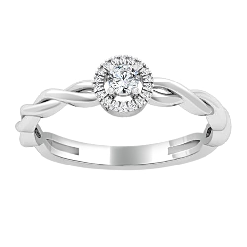 Promise Ring Twist Shank made in 14k White gold-Round