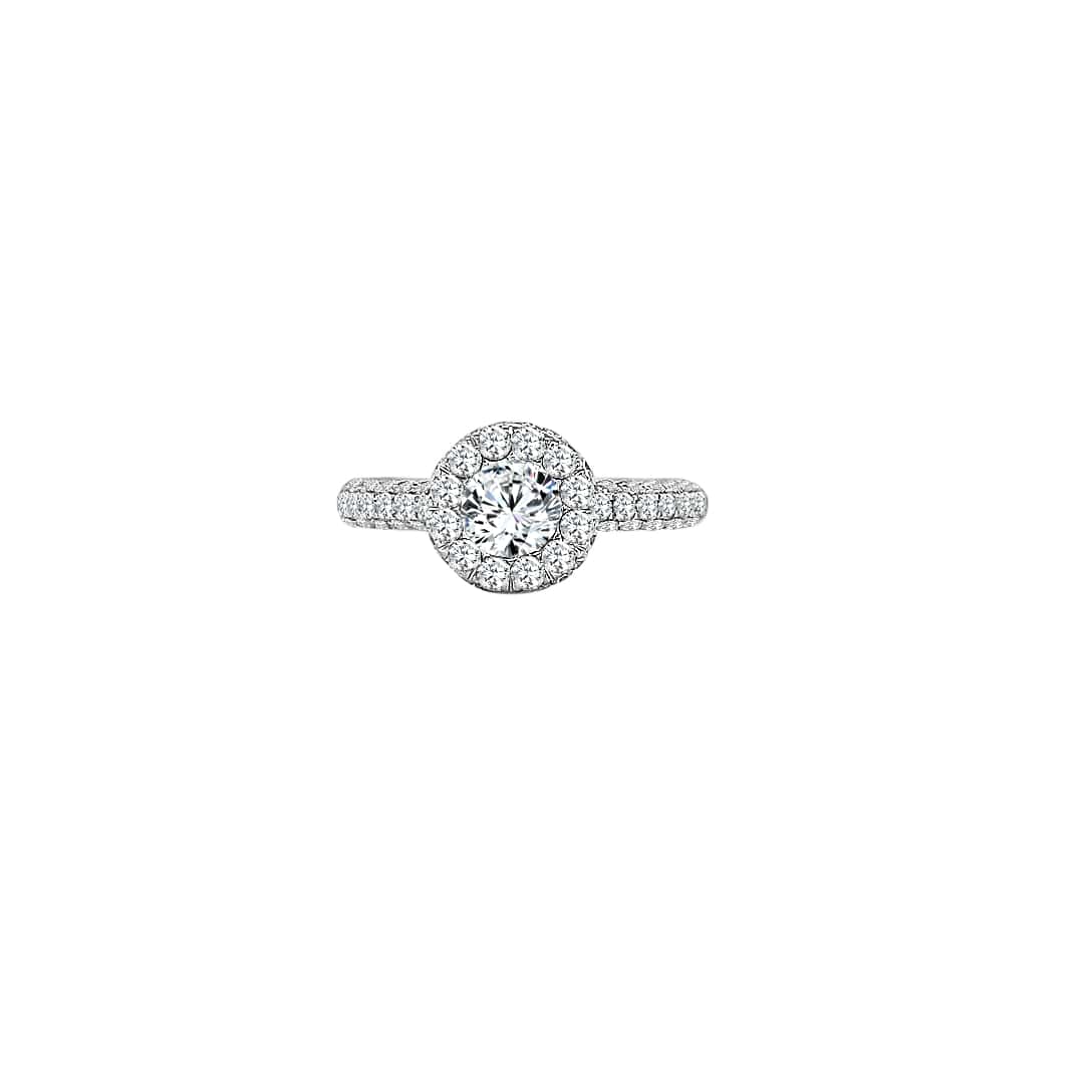 Seamless Halo Diamond Ring made in 14k White gold-Round