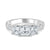 Three Stone Fancy Prong Set Diamond Engagement Ring made in 14k White gold-Princess