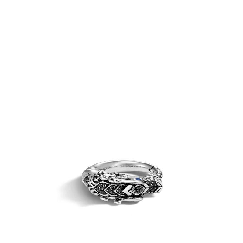Naga Brushed Ring with Black Sapphire, Black Spinel
