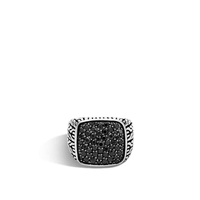 Classic Chain Signet Ring with Black Sapphire