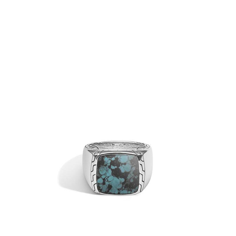 Classic Chain Signet Ring With Turquoise