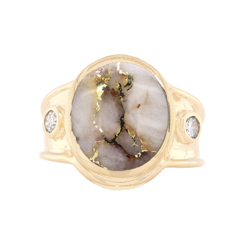 14kt Yellow Gold Natural Gold Quartz And Diamond Ring