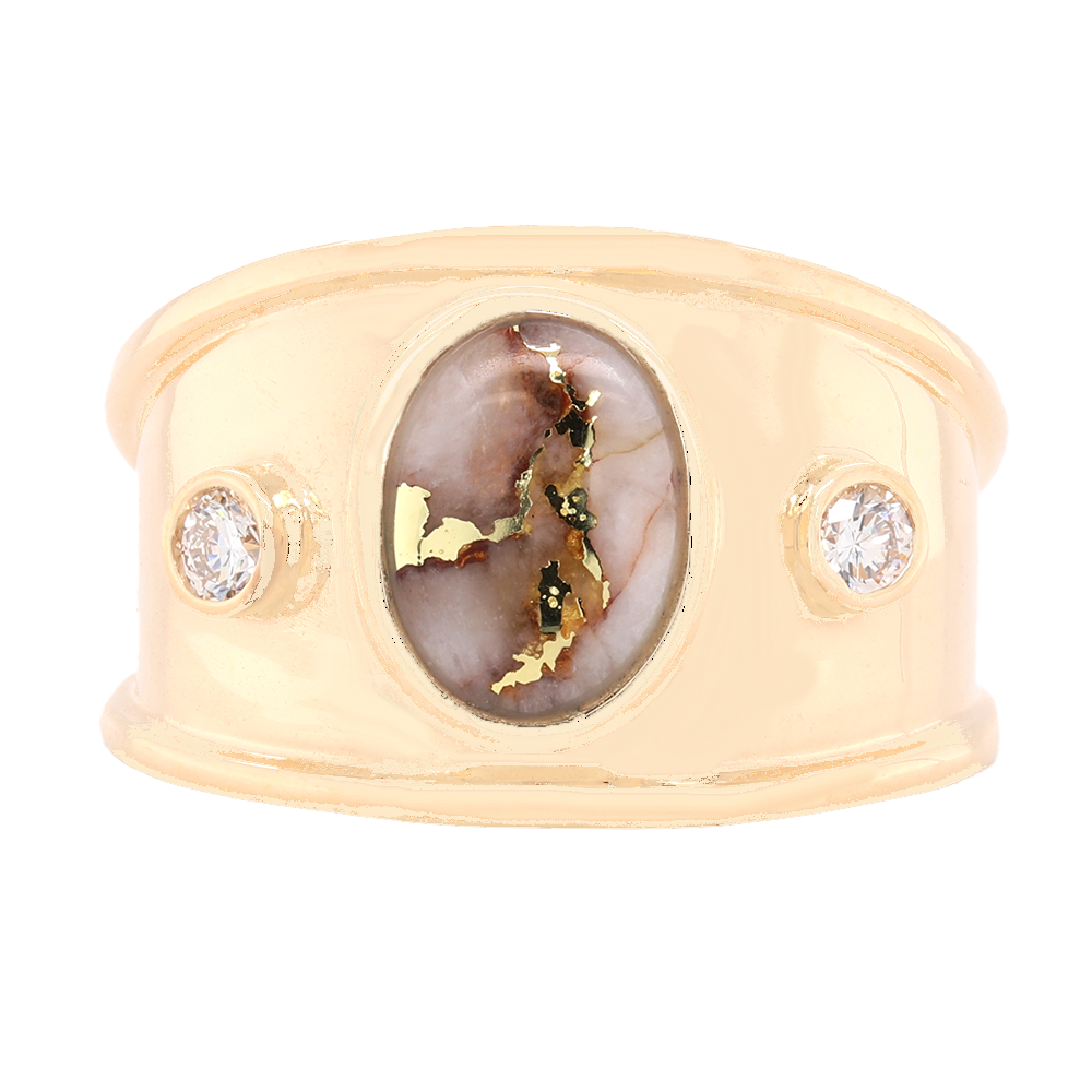 14kt Yellow Gold Natural Gold Quartz And Diamond Ring