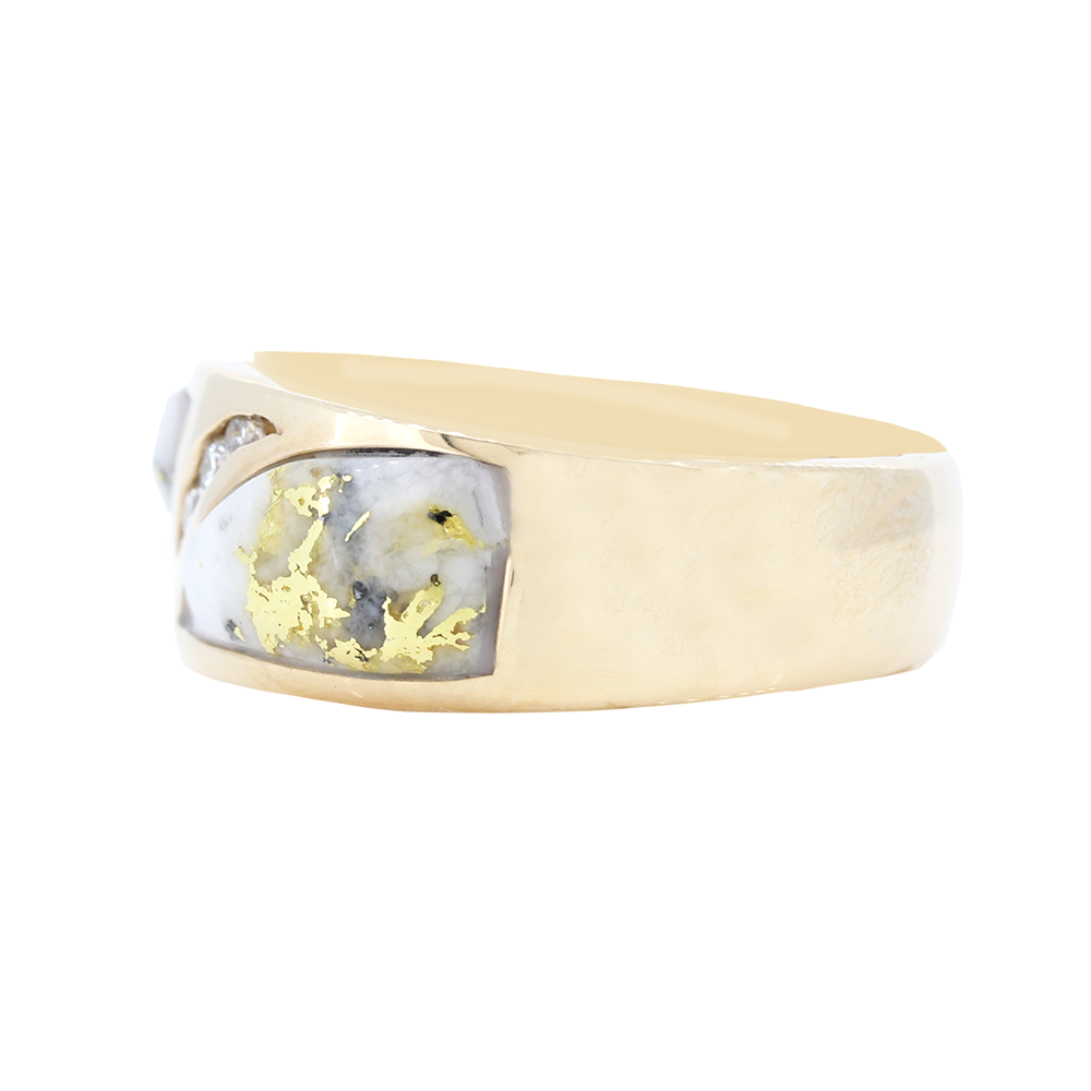 14K Yellow Gold Quartz Ring With 0.10Ct Diamonds