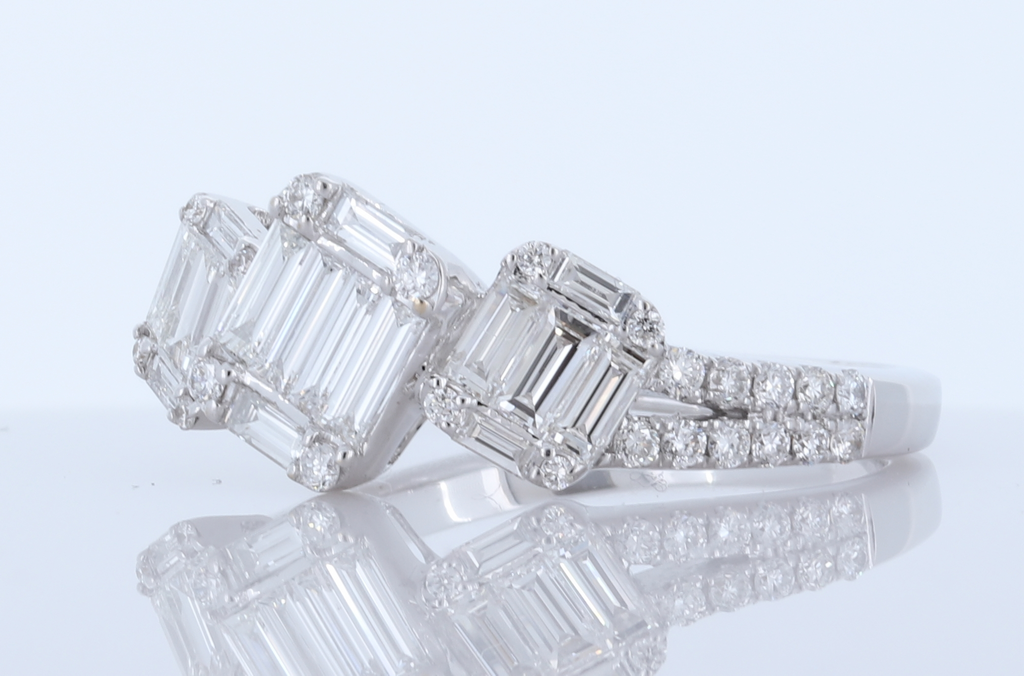 3 Stone Cluster Diamond Ring In 18Kt White Gold