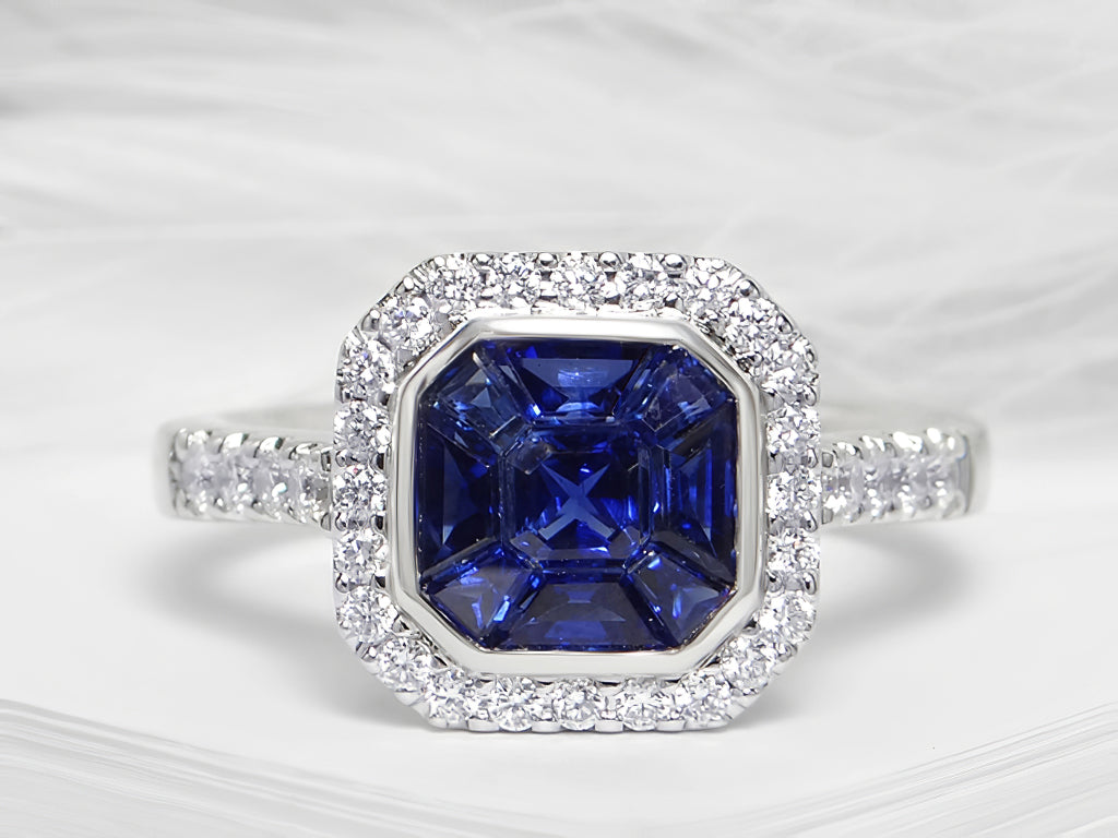 Ladies 1.45Cts Sapphire And .36Cts Diamond Ring in 18Kt White Gold