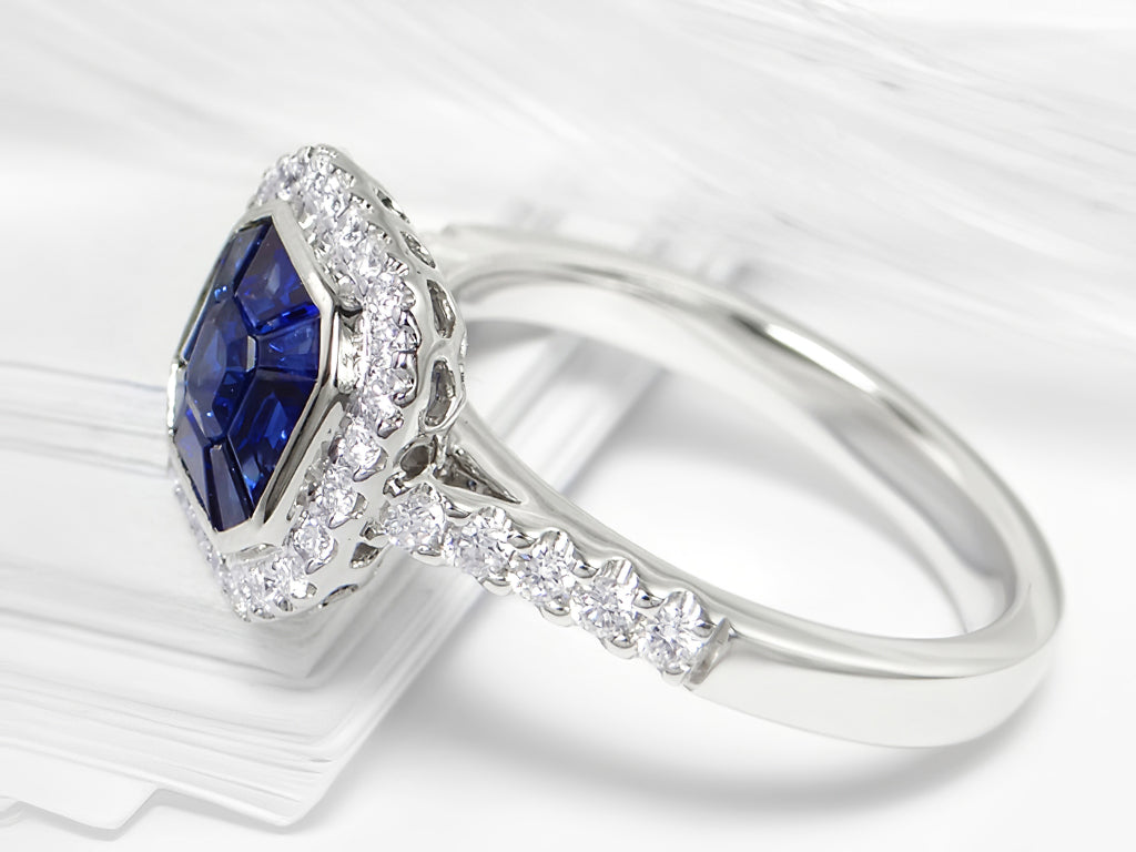 Ladies 1.45Cts Sapphire And .36Cts Diamond Ring in 18Kt White Gold