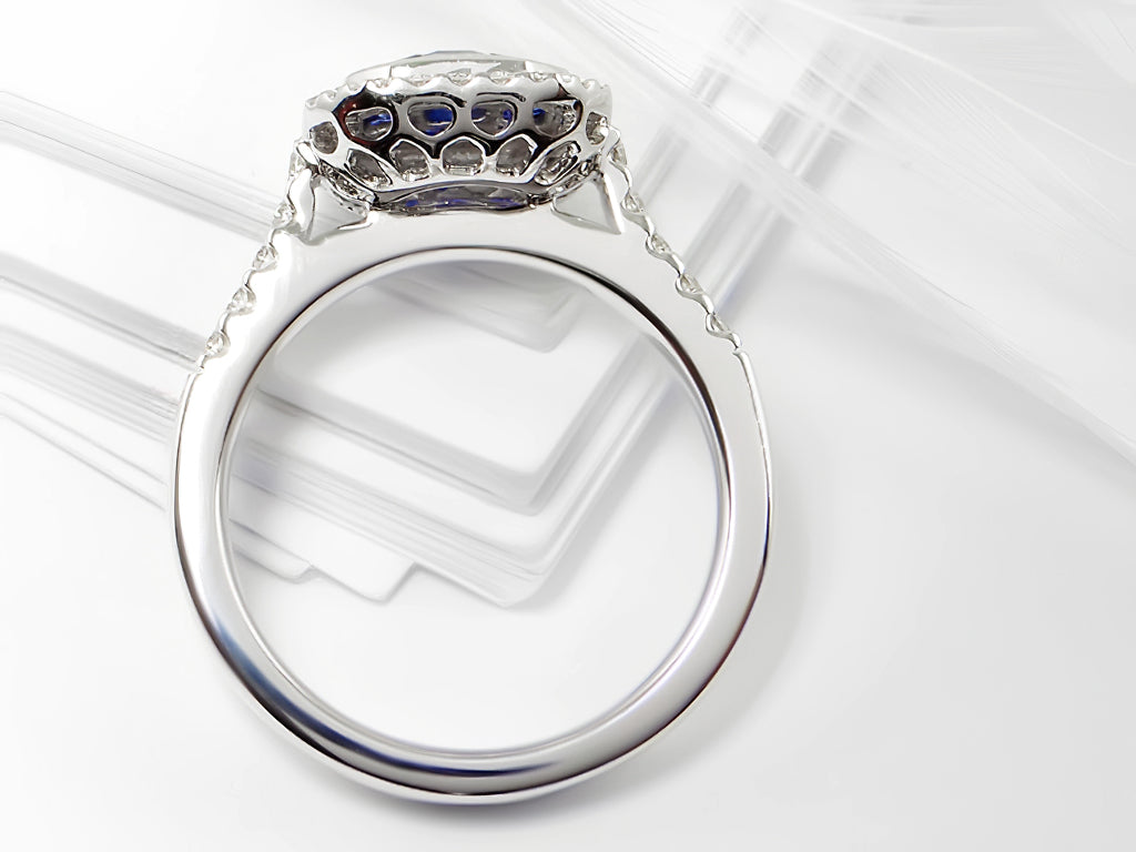 Ladies 1.45Cts Sapphire And .36Cts Diamond Ring in 18Kt White Gold