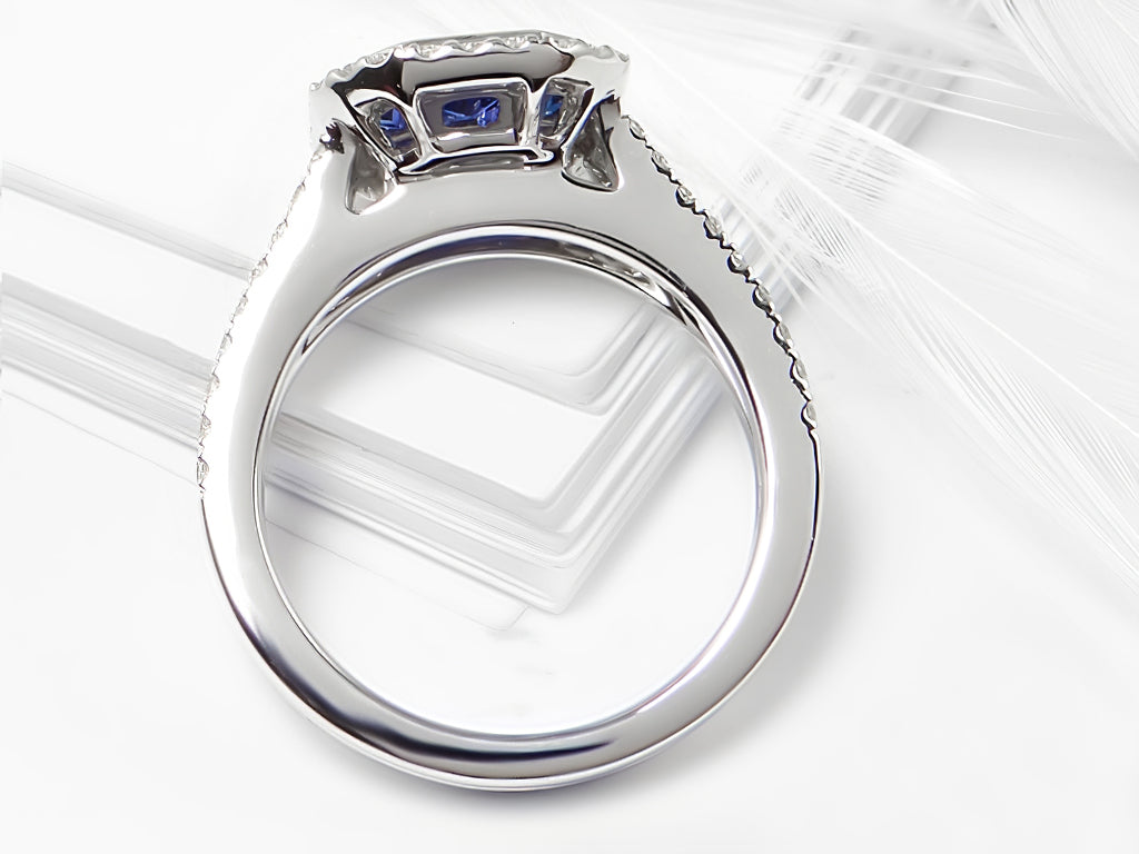 Ladies 2.15Cts Sapphire Ring  w/ .45Cts Diamonds in 18Kt White Gold