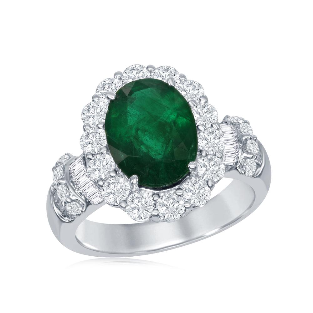 18kt White Gold gold ring with a CDC certified Colombian emerald
