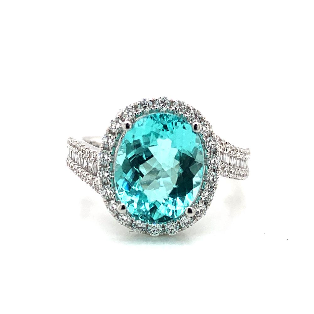 18kt White Gold gold ring with a GIA certified Paraiba tourmaline