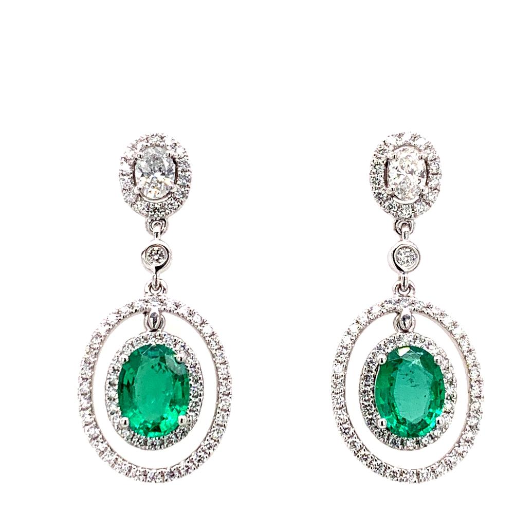 Platinum emerald earrings