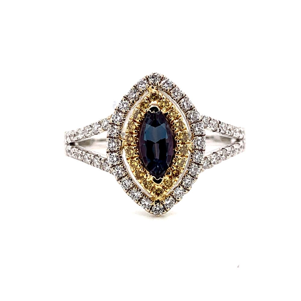 18kt Two Tone Gold ring with an IGI certified alexandrite