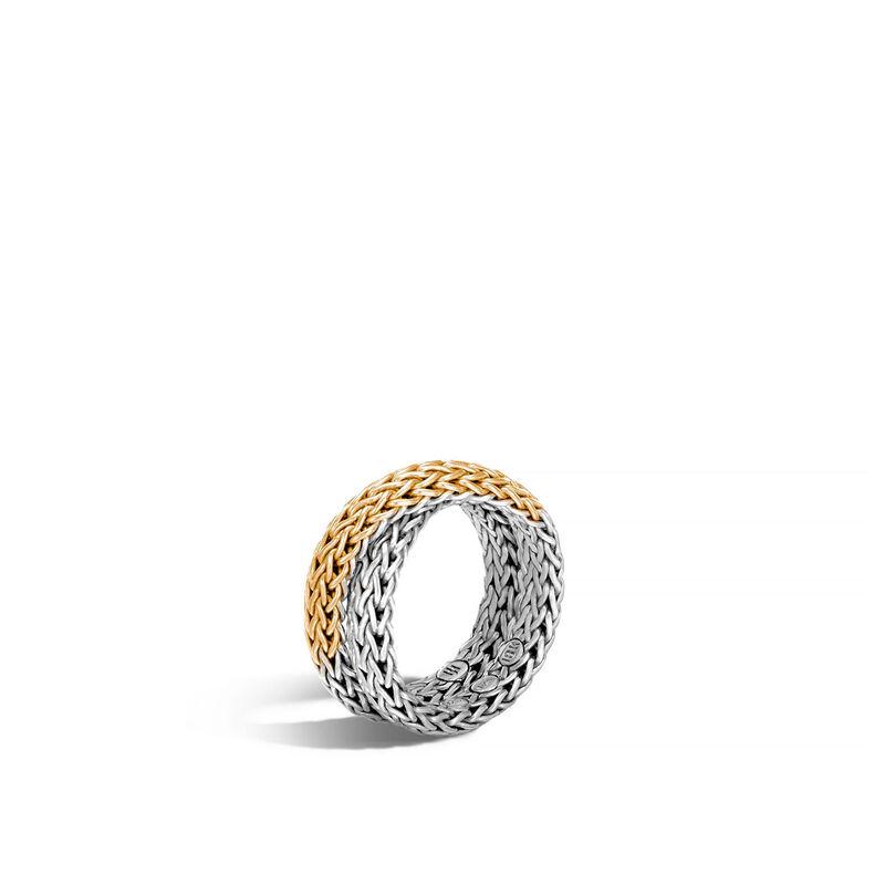 Classic Chain Overlap Ring in Silver and 18K Gold