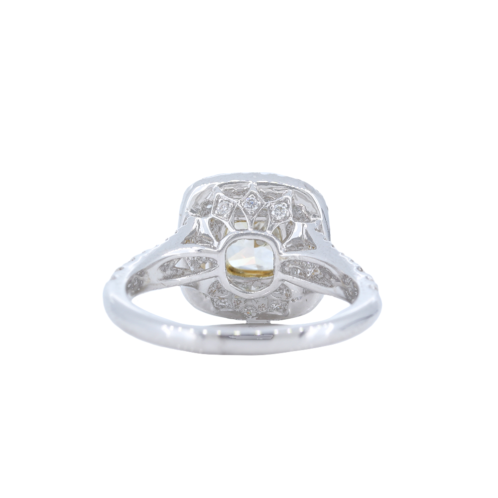 Channel Set Baguette-Style Engagement Ring with Yellow Diamond Center