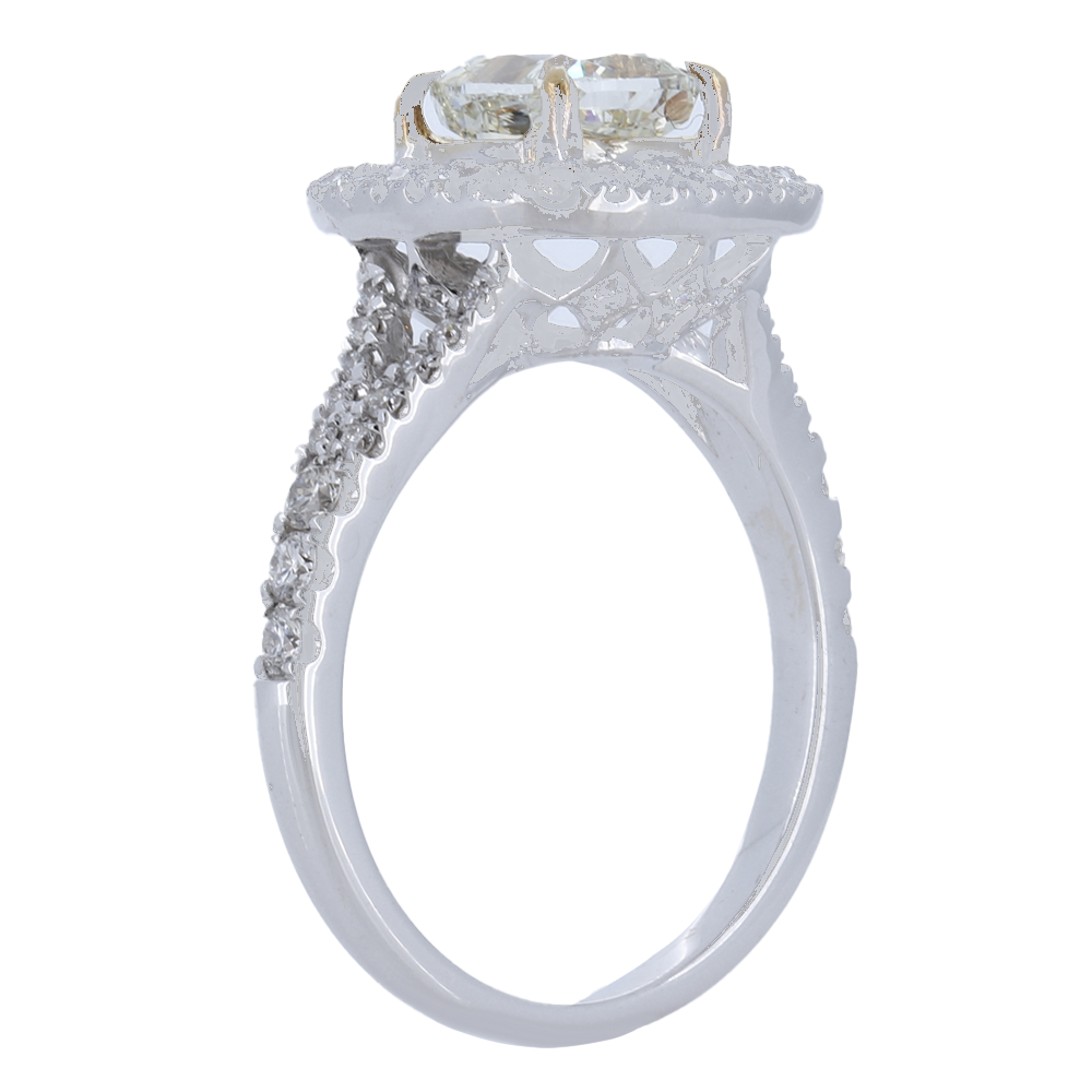 Channel Set Baguette-Style Engagement Ring with Yellow Diamond Center