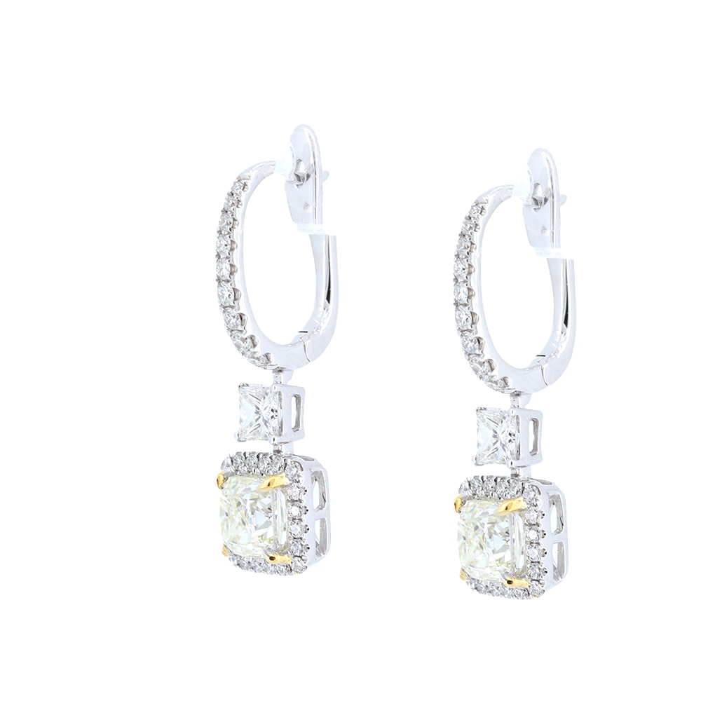 Beautiful Fancy Yellow Diamond Drops Set In 18k Gold