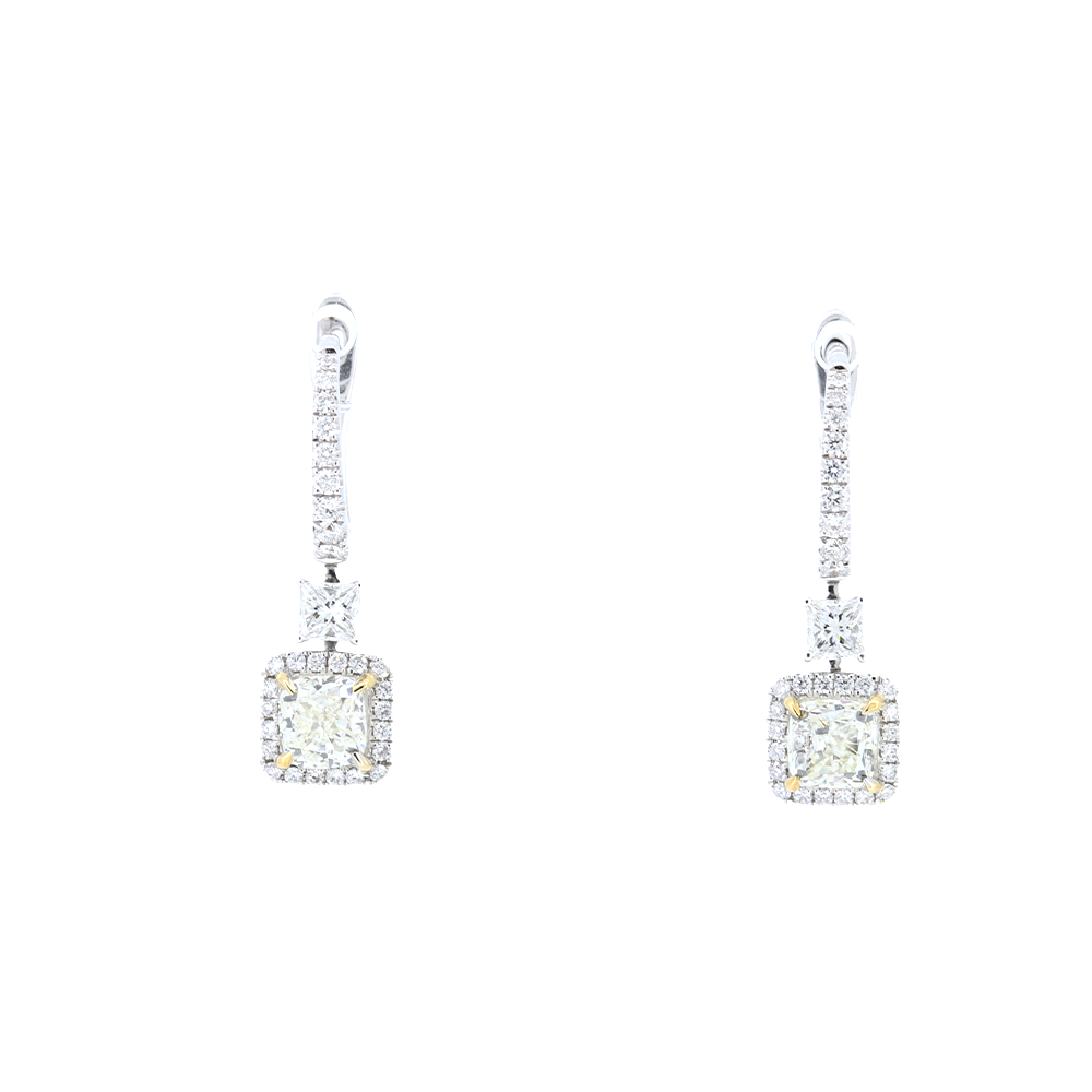 Beautiful Fancy Yellow Diamond Drops Set In 18k Gold