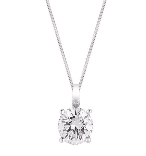 Solitaire Pendant Made In 14K White Gold