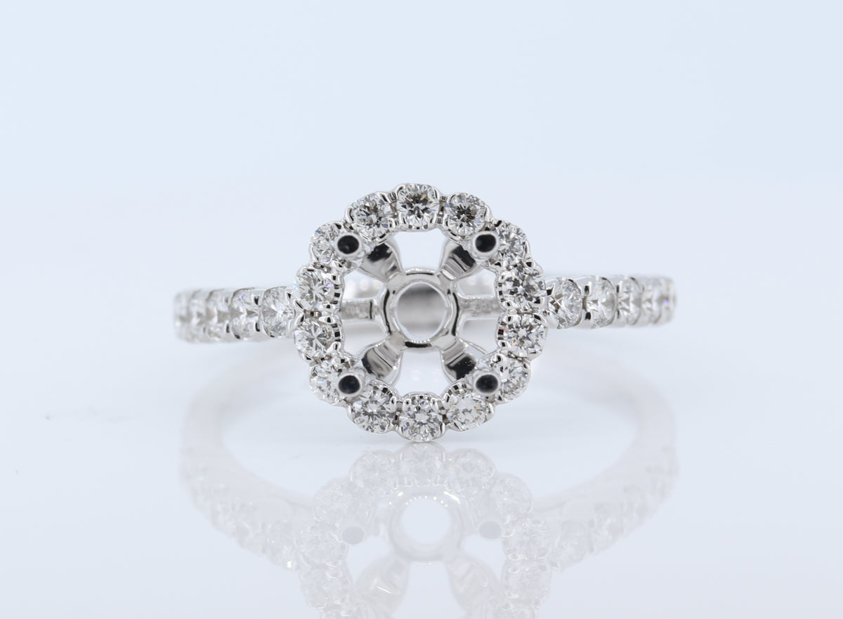 18Kw 0.63Ct Halo Diamond Semi Mount