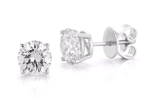 Four Prong Studs Made In 14K White Gold (G-H Color, SI Clarity)