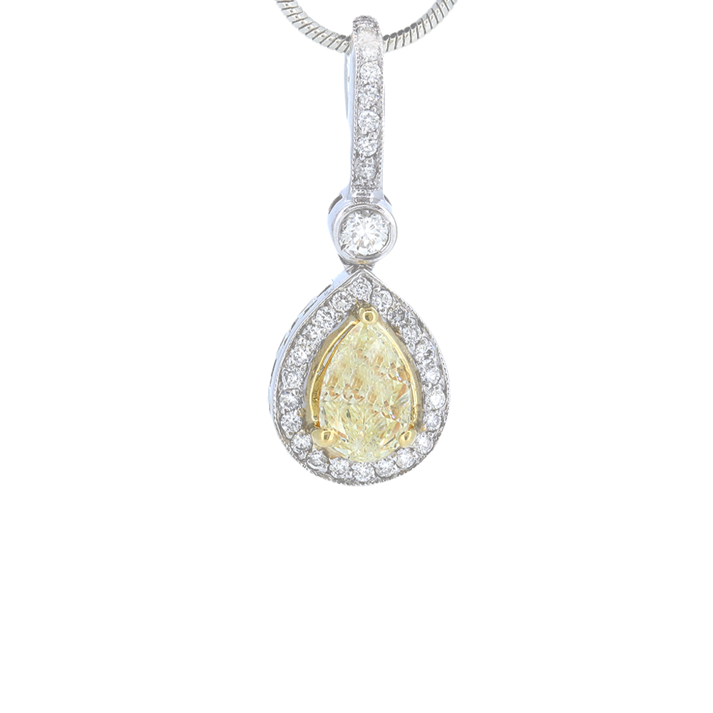 Beautiful 1.04ct Fancy Yellow Diamond Pendant Set in Gold