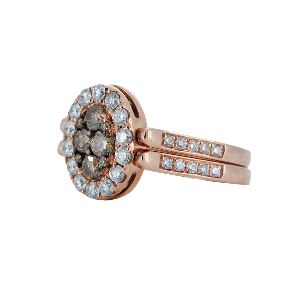 14K Rose Gold Fancy Brown And Classic White Diamond Flip Ring Fancy Brown Diamond