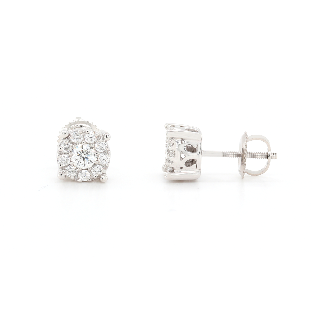 0.58ctw Diamond Cluster Earrings in 14K White Gold
