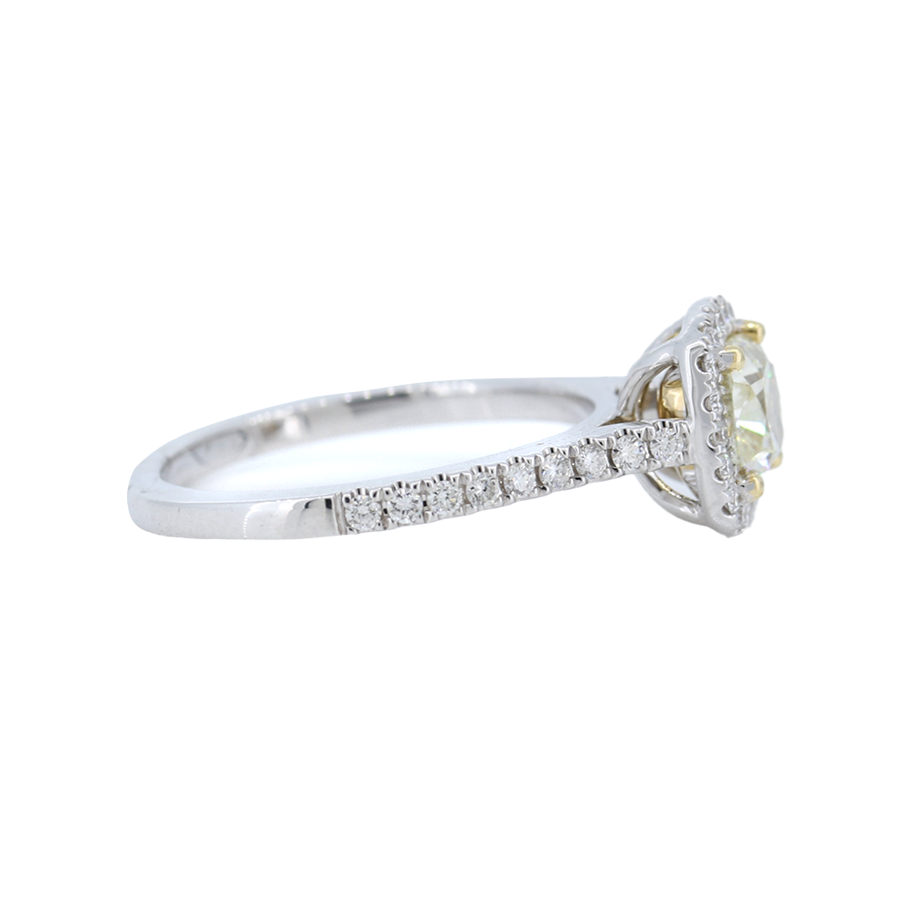 1.06CtW Yellow Diamond Halo Engagement Ring in 18k Gold - GAI Certified