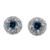 Blue Diamond Earrings w/ White Diamond Halo in 14k White Gold