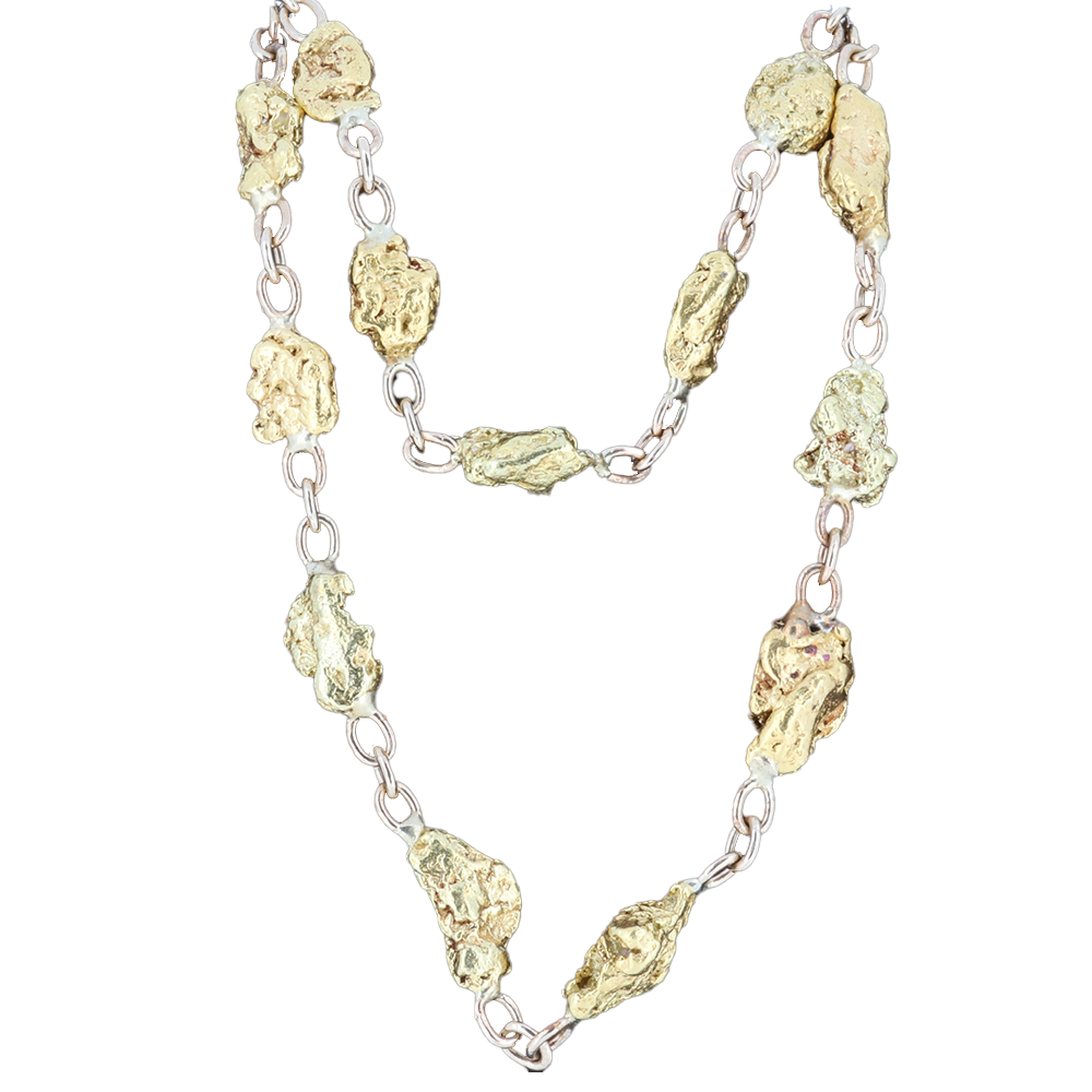 14K Yellow Gold Nugget 34.61Gr Necklace