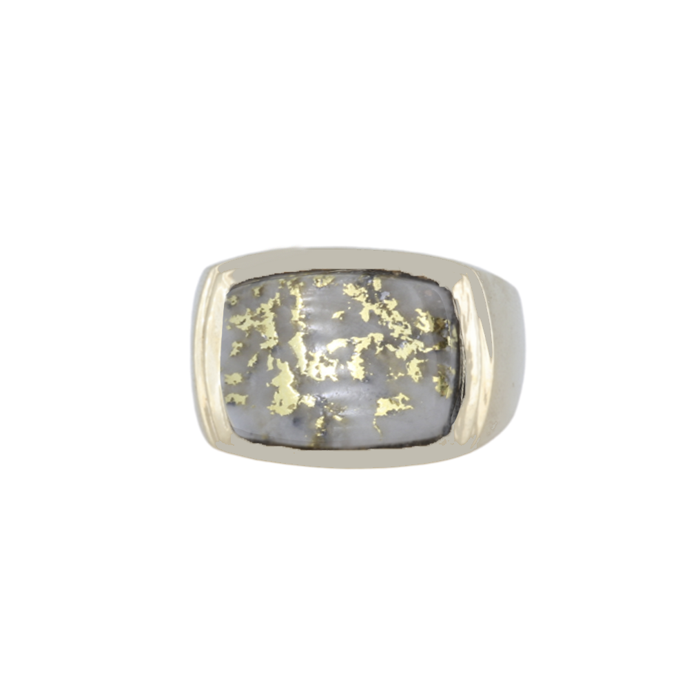 14K Yellow Men's Gold Quartz Ring