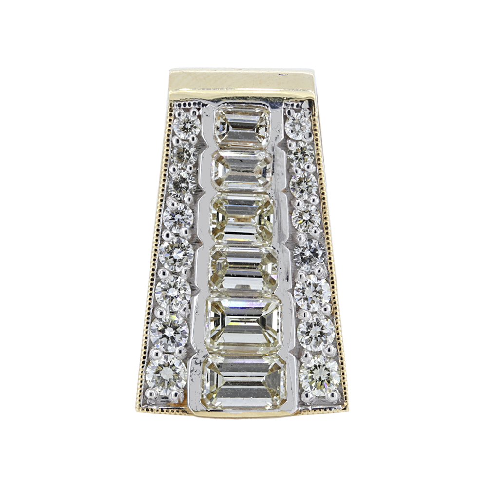 14k Yellow Gold Emerald Cut Diamond Baguettes Pendant with 2.38 diamonds