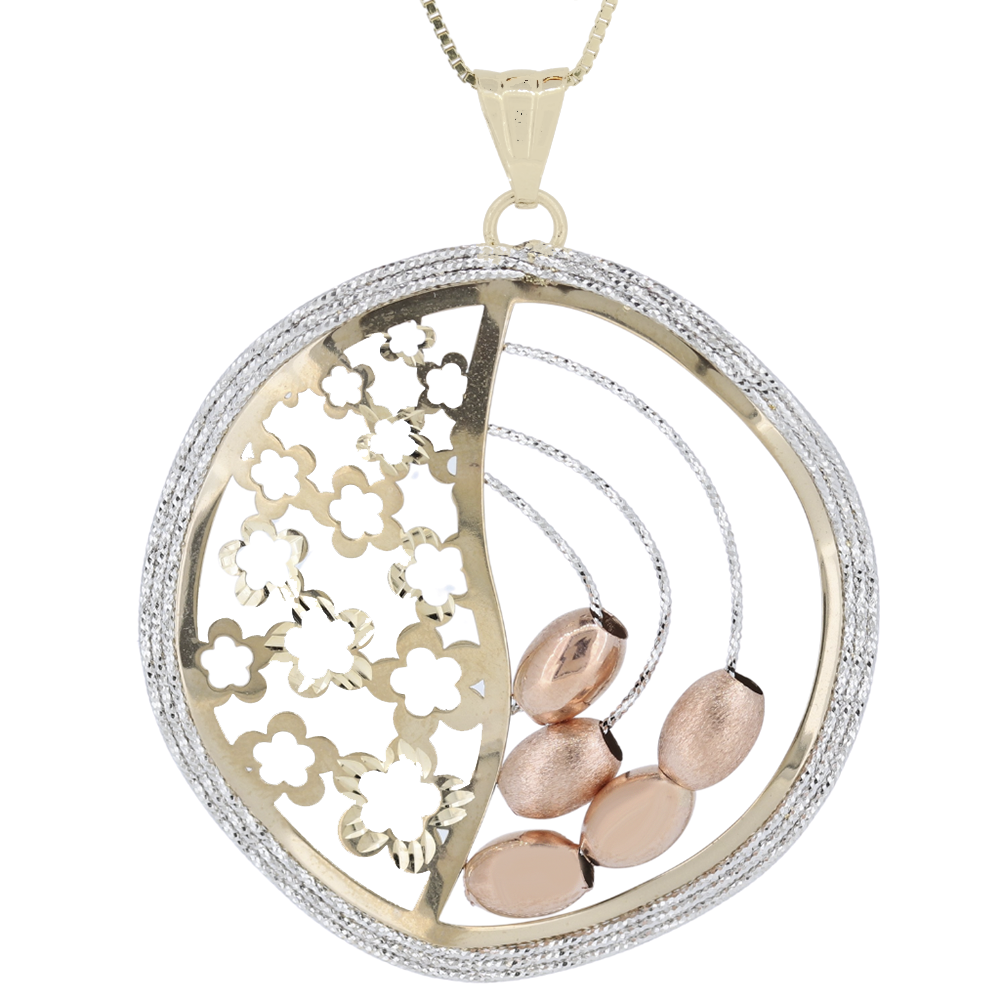 Stunning and Delicate 14k Tri-Color Gold Pendant