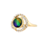 14kt Yellow Gold Round Ammolite Bezel Ring With Diamond Halo D0.47Ct
