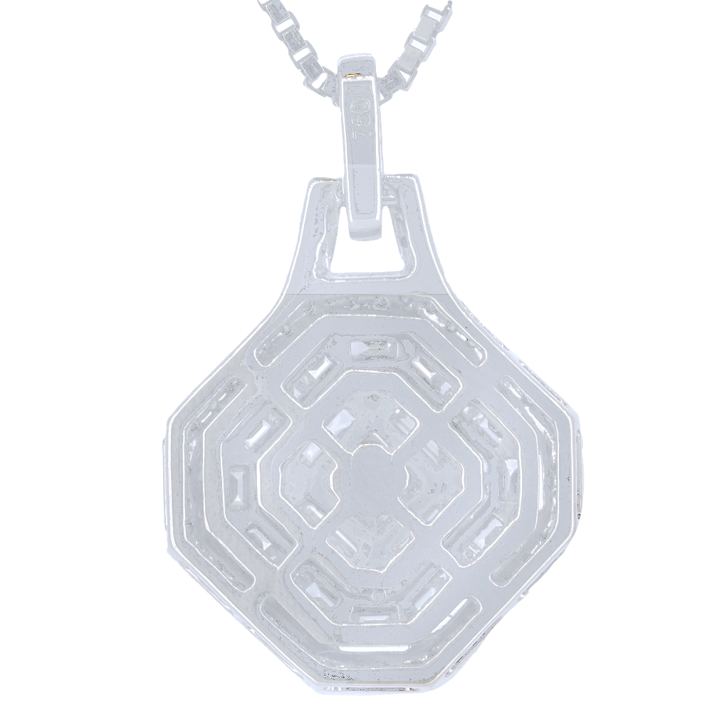 Baguette Diamond Pendant With Round Diamonds in 18kt White Gold