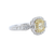 0.83 CT. T.W. Cushion-Cut Fancy Yellow and White Diamond Double Frame Ring in 18K White Gold