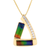14kt Yellow Gold Ammolite Rectangle Inlay With Channel Set Diamonds D0.45Ct