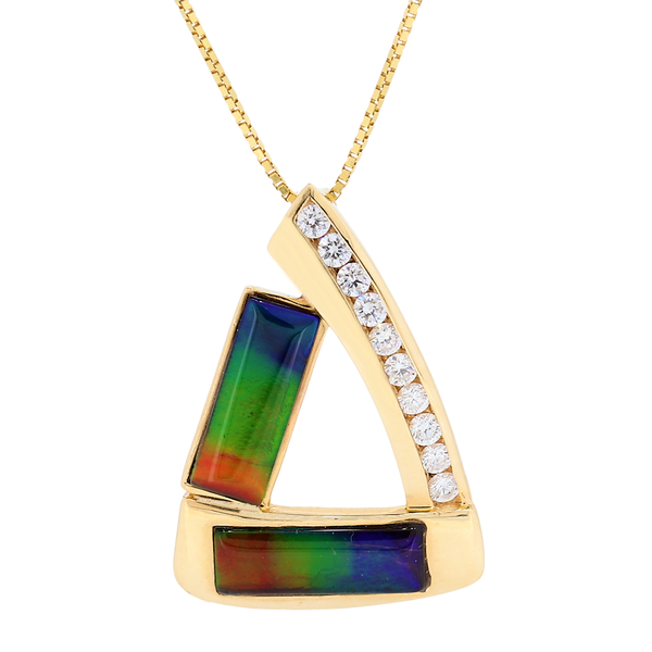 14kt Yellow Gold Ammolite Rectangle Inlay With Channel Set Diamonds D0 ...