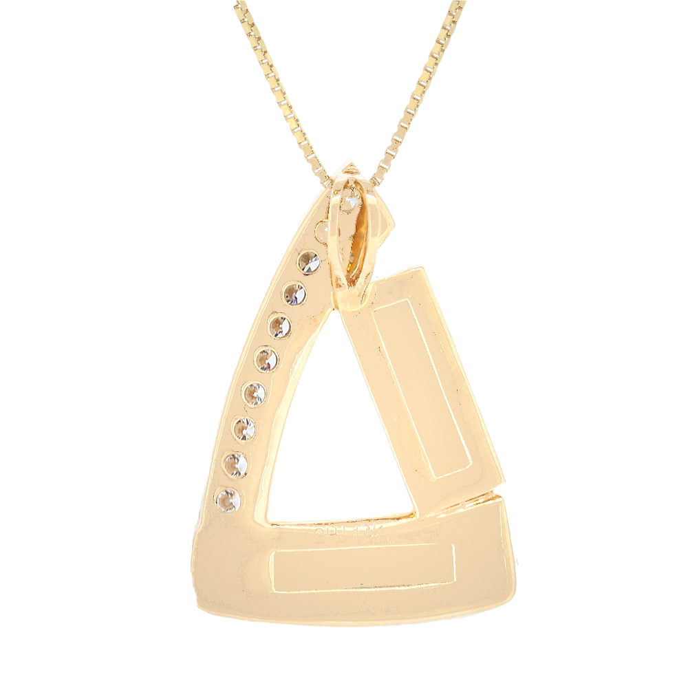 14kt Yellow Gold Ammolite Rectangle Inlay With Channel Set Diamonds D0.45Ct