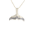 14K Two-Tone Whale Tail Pendant With Pave Diamonds 0.30 carats