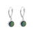 Sterling Silver Round Ammolite Dangle Earrings With Lever Backs.